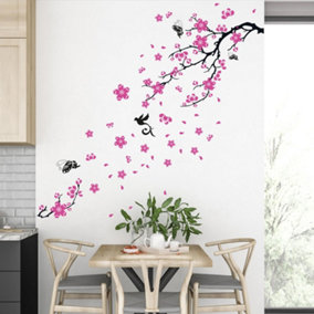Walplus Blossom Flower Transparent Pink Wall Sticker Mural Decal Self Adhesive Wallpaper Kids Sticker PVC Black,Red