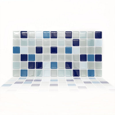 Walplus Blue Sea Mosaic 3D Peel and Stick Wall Tiles Stickers - 60Pcs Self Adhesive Stick on Tiles for Kitchen Price Comparisons | Compare The Build