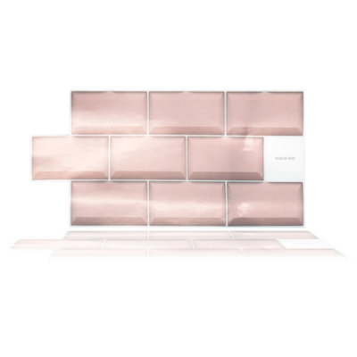 Walplus Blush Pink Subway Brick Tile Stickers 2D Multipack 48Pcs - 3