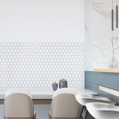Walplus Brilliant White Silver Leaf Peel and Stick Wall 2D Tiles ...