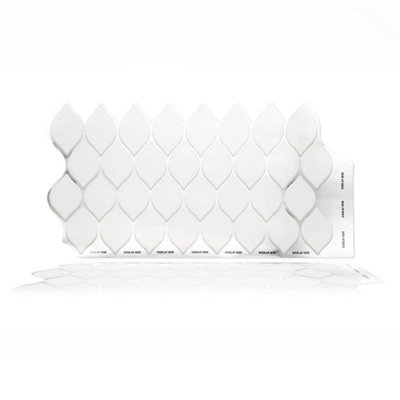 Walplus Brilliant White Silver Leaf Tile Stickers 2D Multipack 36Pcs