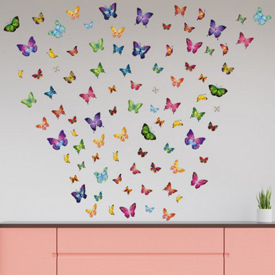 Walplus Butterflies 28 X 3 Packs Kids Sticker PVC Multicoloured | DIY ...