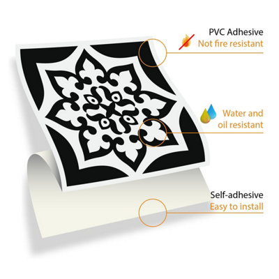 Walplus Calli Black and White Mediterranean Peel and Stick Wall Tiles ...