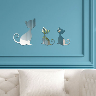 Walplus Cat Mirror Sticker Bedroom Home Decorations