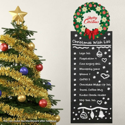 Walplus Christmas Blackboard with Garland Wall Stickers Home Room Decoration