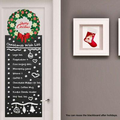 Walplus Christmas Blackboard with Garland Wall Stickers Home Room Decoration