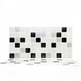 Walplus Classic Black and White Mosaic 3D Tile Stickers Multipack 36Pcs
