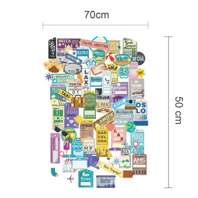 Walplus Classic Luggage Labels Travel Mural Wall Stickers Decoration Home 60Cm X 50Cm Kids Sticker PVC Multicoloured - 4