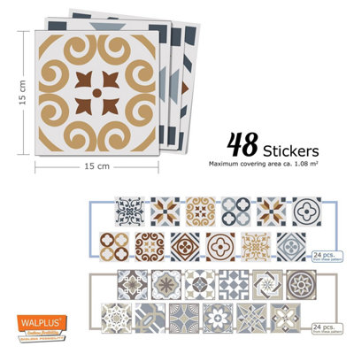Walplus Coffee Azulejo Combo Mix Tile Stickers