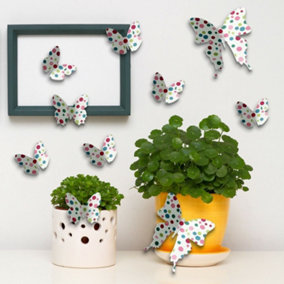 Walplus Colour Dots Butterflies Wall Sticker Art Decoration Decals DIY Home Multicoloured Paper