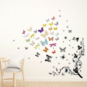 Walplus Colourful Floral Butterfly, Nursery, Babyroom,Cute Kidsroom,Modern,Wall Stickers Kids Sticker PVC Multicoloured