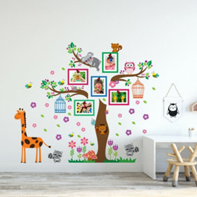 Walplus Colourful Happy Tree Bird Owl Cages And Flowers Frames Wall Decor Wall Stickers Kids Sticker PVC Multicoloured