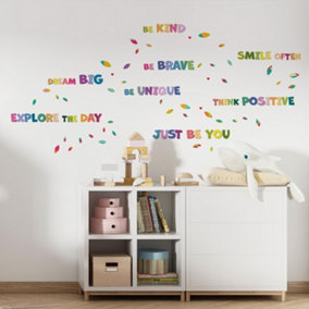 Walplus Colourful Inspirational Lettering Quote Kids Sticker PVC Multicoloured, Red, Green