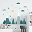 Walplus Colourful Mountain Landscape,Dark Green Scandinavian Style,Children Wall Sticker Kids Sticker PVC Green Grey