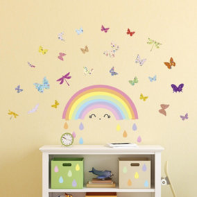Walplus Colourful Rainbow Butterflies Kids Sticker PVC Multicoloured