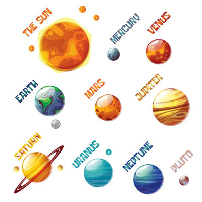 Walplus Colourful Solar System Kids Sticker PVC Orange - 4