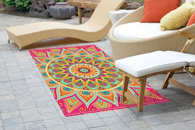 Walplus Colourful Sunburst Mandala Mat  Home Décor 150 x 99 cm