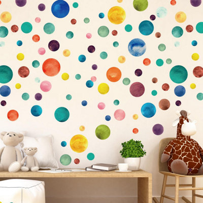 Walplus Colourful Watercolour Dots Home Decor Nursery Decor Big Wall Decor Wall Sticker Kids Sticker PVC Blue