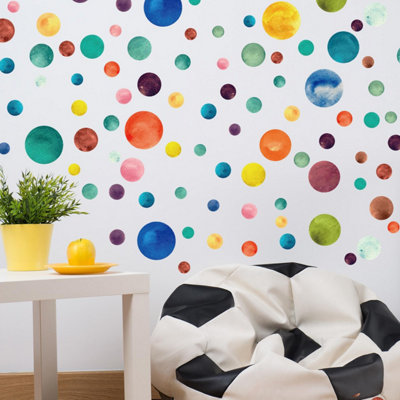 Walplus Colourful Watercolour Dots Home Decor Nursery Decor Big Wall Decor Wall Sticker Kids Sticker PVC Blue