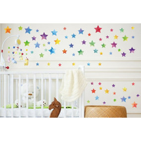 Walplus Colourful Watercolour Stars X 2 Packs Kids Sticker PVC Multicoloured