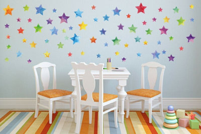 Walplus Colourful Watercolour Stars X 2 Packs Kids Sticker PVC Multicoloured