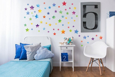 Walplus Colourful Watercolour Stars X 2 Packs Kids Sticker PVC Multicoloured - 3