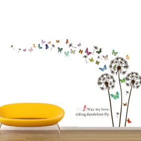 Walplus Combo Adult COM - Huge Brown dandelion - Butterflies Wall Sticker