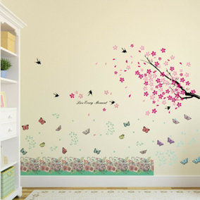 Walplus Combo Adult - Spring flowers and butterflies Wall Sticker