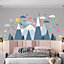 Walplus Combo Kids - Blue Mountains Landscape with Colourful Planets Wall Sticker PVC