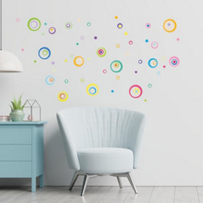 Walplus Combo Kids - Colourful Circles and Rings Wall Sticker - 365pcs PVC