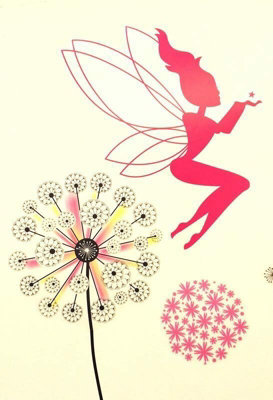 Walplus Combo Kids Fairies Wall Sticker + Walplus Pink Dandelion PVC