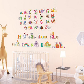 Walplus Combo Kids - Fauna Animal Alphabet And Numbers Wall Sticker PVC