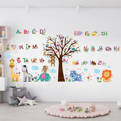 Walplus Combo Kids Fauna Animal Alphabet With Happy London Zoo Wall