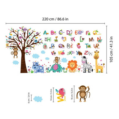 Walplus Combo Kids  Fauna Animal Alphabet With Happy London Zoo Wall Sticker PVC