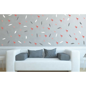 Walplus Combo Kids - Flamingo Plumes Wall Sticker PVC