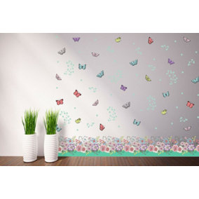 Walplus Combo Kids - Flowers, Butterflies Skirting Wall Sticker PVC