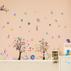 Walplus Combo Kids Happy Animals Wall Sticker - Walplus Alphabet - Colourful Photo Frame PVC