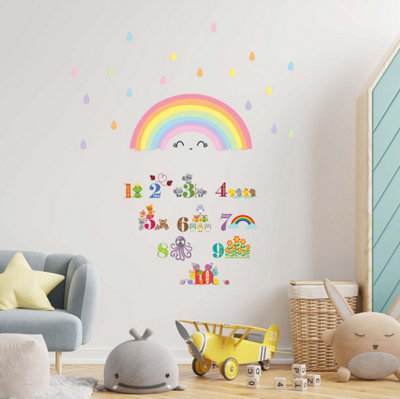 Walplus Combo Kids  - Happy Rainbow Numbers Wall Sticker PVC