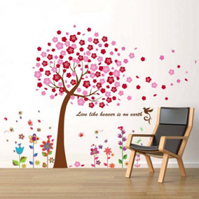 Walplus Combo Kids Huge Pink Tree Wall Sticker - Flowers PVC