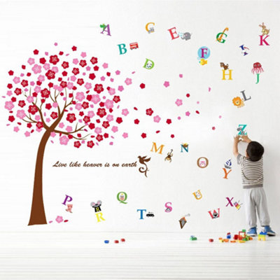 Walplus Combo Kids Huge Pink TreeWall Sticker + Alphabet PVC