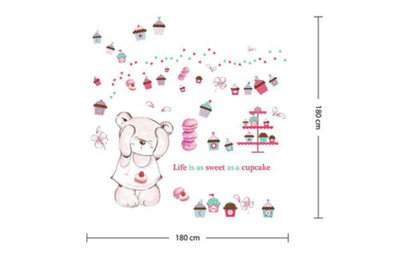 Walplus Combo Kids - Life is a sweet cupcake Wall Sticker - Macaron Bear Internal Nursery Combo Timi PVC