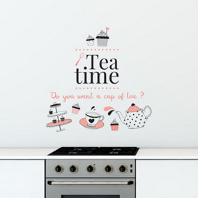 Walplus Combo Kids Wall Sticker - Coffee or Tea Time PVC