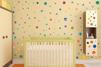 Walplus Combo Kids Watercolour Universe Wall Sticker PVC
