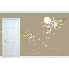 Walplus Crystal Blossom Flowers Under Moonlight Wall Sticker Home Decorations
