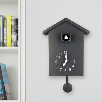 Walplus Cuckoo Clock with Four Working Bird and Pendulum - Elegant Bird Clock for Wall Decor, Classic Cookoo Clock - 25cm x 20cm