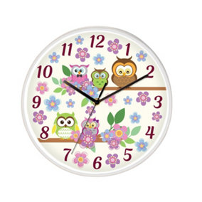 Walplus Curious Owls Children Clock - 25 cm / 9.8 in