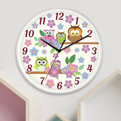 Walplus Curious Owls Children Clock - 25 cm / 9.8 in