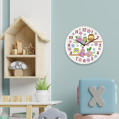 Walplus Curious Owls Children Clock - 25 cm / 9.8 in - 3