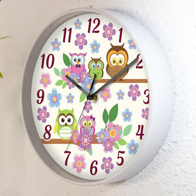 Walplus Curious Owls Children Clock - 25 cm / 9.8 in - 5