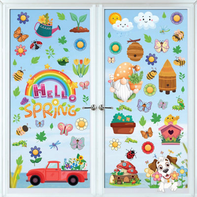 Walplus Cute Spring Vector For Kids Spring Window Clings Double-Sided ...